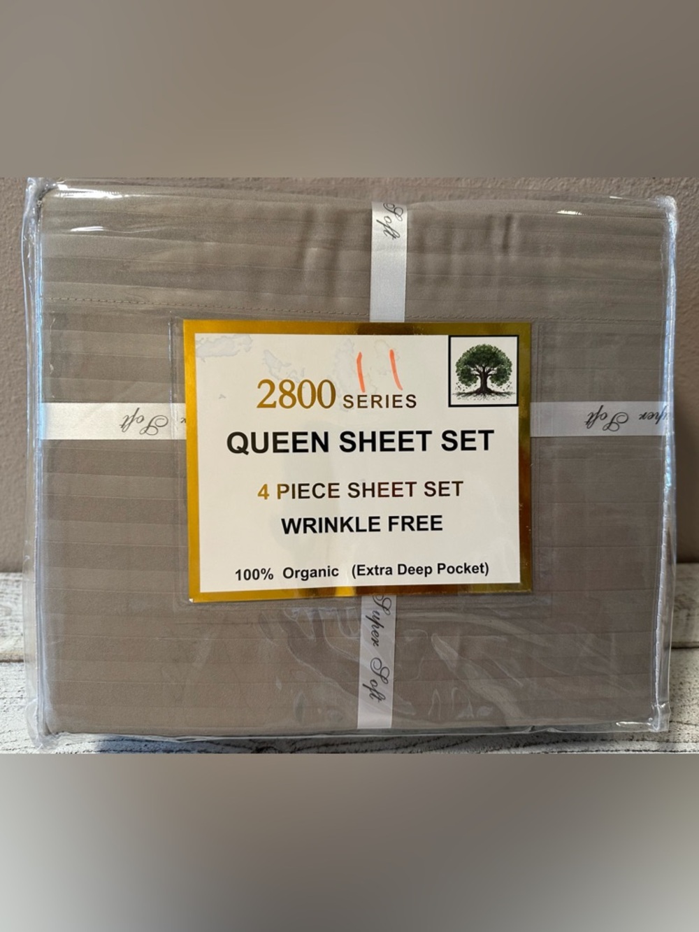 100% Organic Cotton Percale Queen Size Sheet Set - NIP